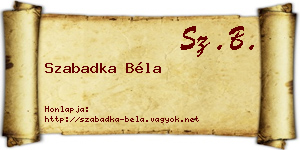 Szabadka Béla névjegykártya