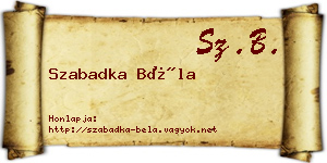 Szabadka Béla névjegykártya